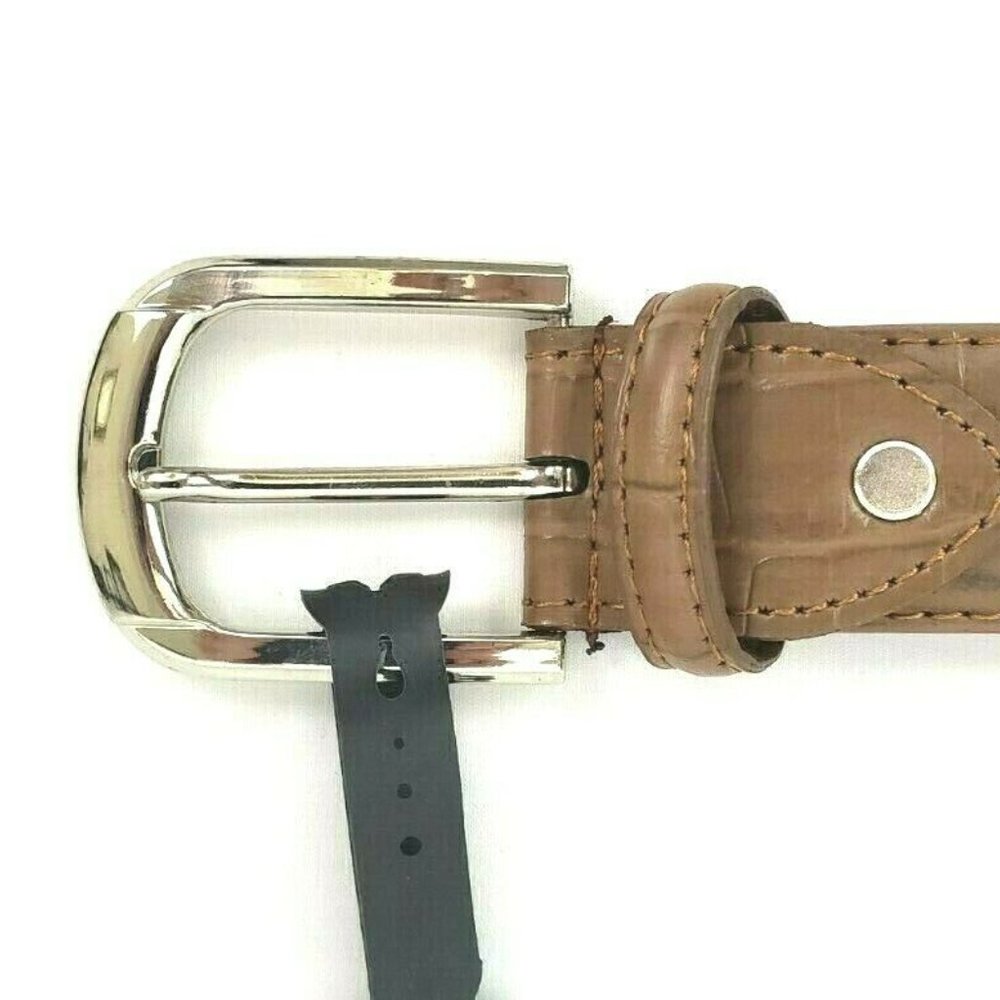 Men's Leather 1.25" Non Reversible Belt Brown Croc - Picture 6 of 11